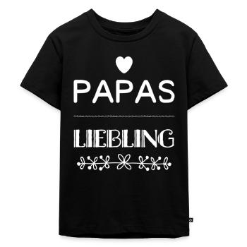 Papas Liebling - Kinder Premium Bio T-Shirt - Schwarz - Vorne - Mikhail (115cm)