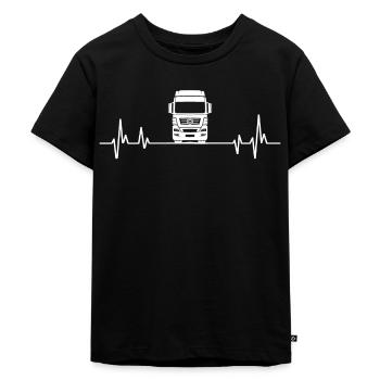 LKW Herzschlag Geschenk LKW Fahrer - Kinder Premium Bio T-Shirt - Schwarz - Vorne - Mikhail (115cm)