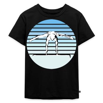 Turnen, Turner - Männer und Jungs; Gymnastics - Kinder Premium Bio T-Shirt - Schwarz - Vorne - Mikhail (115cm)