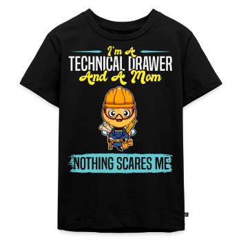 Je suis un dessinateur technique et une maman rien ne me fait peur - T-shirt Premium bio Enfant - noir - Devant - Mikhail (115cm)