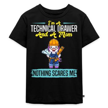 Je suis un dessinateur technique et une maman rien ne me fait peur - T-shirt Premium bio Enfant - noir - Devant - Mikhail (115cm)