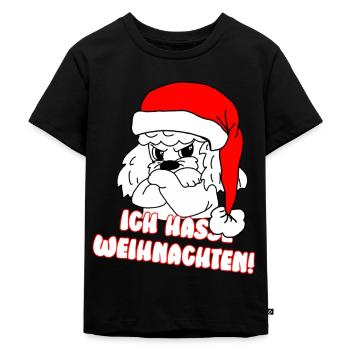 Comicstyle Pudelmotiv - Weihnachten ohne mich - Kinder Premium Bio T-Shirt - Schwarz - Vorne - Mikhail (115cm)