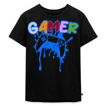 Gamer-Spielkonsole - Kinder Premium Bio T-Shirt - Schwarz - Vorne - Mikhail (115cm)