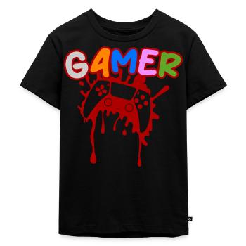 Gamer-Spielkonsole - Kinder Premium Bio T-Shirt - Schwarz - Vorne - Mikhail (115cm)