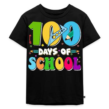 100 Days School Child School Beginners Math - Kids Premium Organic T-Shirt - black - Front - Mikhail (115cm)