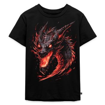 Feuerdrache Fantasy Drache - Kinder Premium Bio T-Shirt - Schwarz - Vorne - Mikhail (115cm)