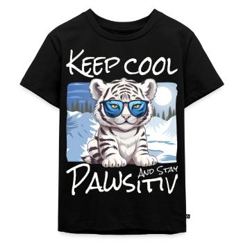 Katze Tiger Weißer Sibirischer Arktis - Kinder Premium Bio T-Shirt - Schwarz - Vorne - Mikhail (115cm)