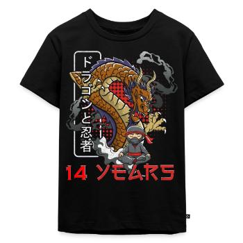 NINJA GEBURTSTAG 14 Jahre Comic 14 Geburtstag - Kinder Premium Bio T-Shirt - Schwarz - Vorne - Mikhail (115cm)