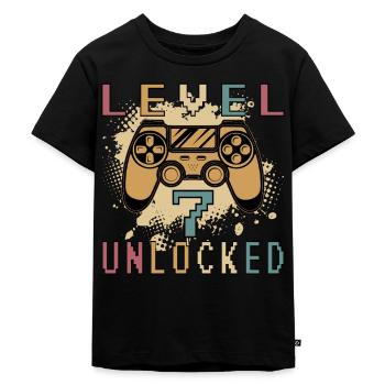 Geburtstag Gamer Level 7 Unlocked 7 Geburtstag - Kinder Premium Bio T-Shirt - Schwarz - Vorne - Mikhail (115cm)