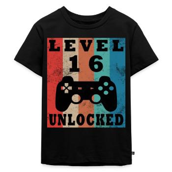 16. Geburtstag 16 Jahre Level 16 Unlocked Vintage - Kinder Premium Bio T-Shirt - Schwarz - Vorne - Mikhail (115cm)