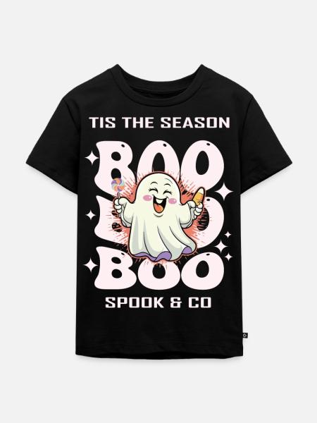 Halloween Geist - Kinder Premium Bio T-Shirt - Schwarz