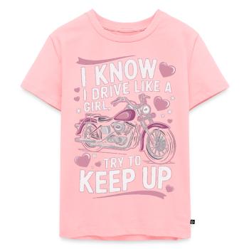 Motorrad Motorradfahrerin Frau Spruch - Kinder Premium Bio T-Shirt - Rosa - Vorne - AI Model Kid Female (0cm)