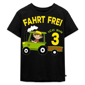 Traktor Geburtstagsmotiv 3 Jahre Jungen Geschenk - Kinder Premium Bio T-Shirt - Schwarz - Vorne - Mikhail (115cm)