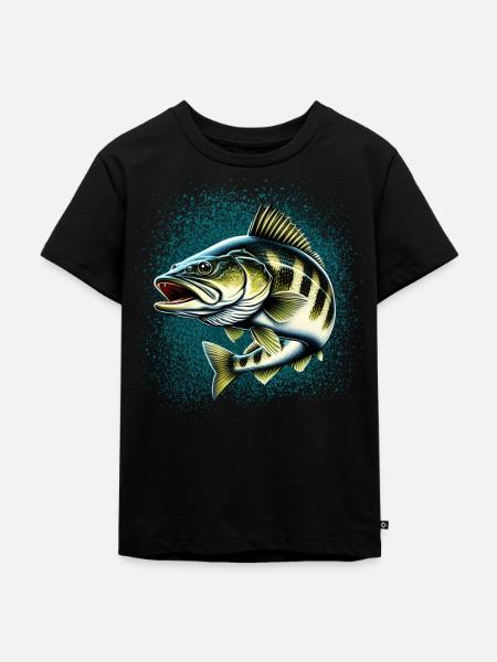 Zander Angeln Raubfisch Fisch Fischen - Ekologisk premium-T-shirt barn - svart