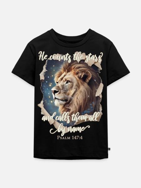 Löwe Bibelvers Christlich - Kinder Premium Bio T-Shirt - Schwarz