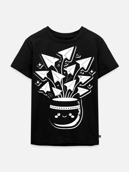 Pfeilstrauß im Topf - Kinder Premium Bio T-Shirt - Schwarz