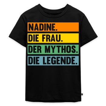 Nadine - Kinder Premium Bio T-Shirt - Schwarz - Vorne - Mikhail (115cm)