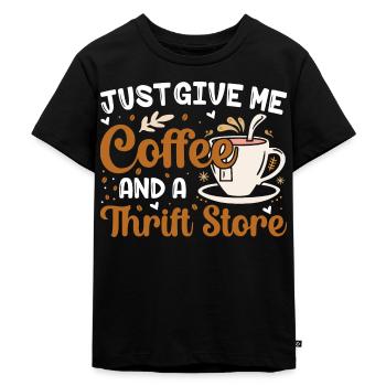 Give me coffee and a thrift store - Kids Premium Organic T-Shirt - black - Front - Mikhail (115cm)
