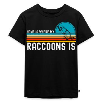 Waschbär - Kinder Premium Bio T-Shirt - Schwarz - Vorne - Mikhail (115cm)
