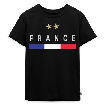 Frankreich Fußball Trikot Französische Flagge - Kinder Premium Bio T-Shirt - Schwarz - Vorne - Mikhail (115cm)