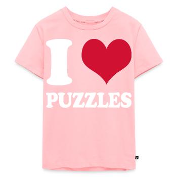 Puzzle I Love Puzzles Casse-tête - T-shirt Premium bio Enfant - rose - Devant - AI Model Kid Female (0cm)