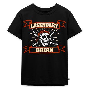 Piratenkopf Brian - Kinder Premium Bio T-Shirt - Schwarz - Vorne - Mikhail (115cm)
