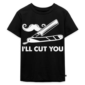 Coiffeur de barbier Je veux te couper les cheveux - T-shirt Premium bio Enfant - noir - Devant - Mikhail (115cm)