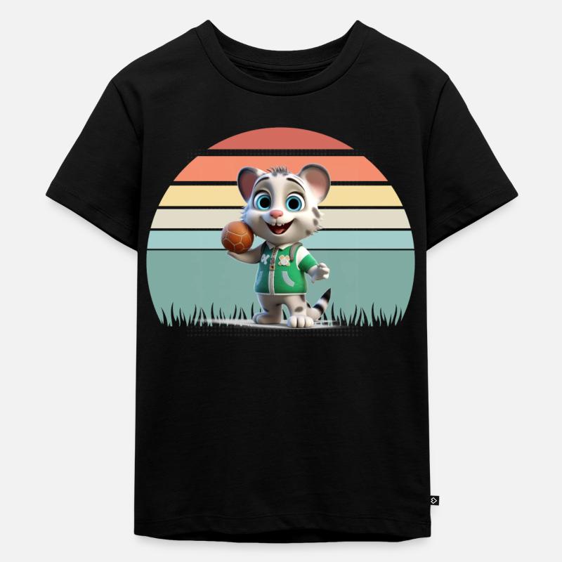 2Katze mit Kugel - Kinder Premium Bio T-Shirt - Schwarz