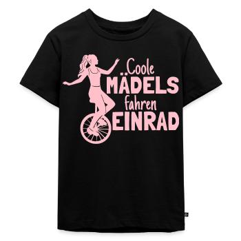 Einradfahrerin Coole Mädels Fahren Einrad - Kinder Premium Bio T-Shirt - Schwarz - Vorne - Mikhail (115cm)