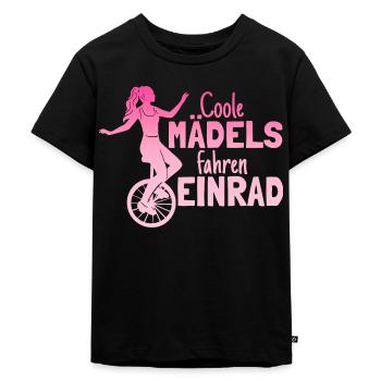 Einradfahrerin Coole Mädels Fahren Einrad - Kinder Premium Bio T-Shirt - Schwarz - Vorne - Mikhail (115cm)