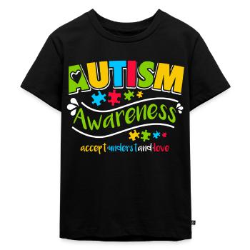 Chemise de sensibilisation à l'autisme - T-shirt Premium bio Enfant - noir - Devant - Mikhail (115cm)