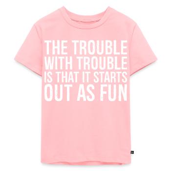 Le problème avec les ennuis, c’est qu’ils commencent - T-shirt Premium bio Enfant - rose - Devant - AI Model Kid Female (0cm)