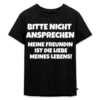 Bitte nicht Ansprechen, ich liebe meine Freundin - Kinder Premium Bio T-Shirt - Schwarz - Vorne - Mikhail (115cm)
