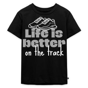 La vie est meilleure sur la piste de course. - T-shirt Premium bio Enfant - noir - Devant - Mikhail (115cm)