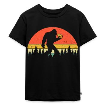 Pizza lieben auch Kreaturen - Kinder Premium Bio T-Shirt - Schwarz - Vorne - Mikhail (115cm)