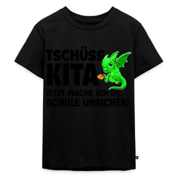 Schulanfang - Kinder Premium Bio T-Shirt - Schwarz - Vorne - Mikhail (115cm)