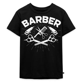 Barbier Barbier Coiffeur Coiffeur Coiffeur Coupe de cheveux - T-shirt Premium bio Enfant - noir - Devant - Mikhail (115cm)