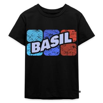 Geschenk für Basil - Kinder Premium Bio T-Shirt - Schwarz - Vorne - Mikhail (115cm)