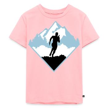 Course de trail, coureurs, course - T-shirt Premium bio Enfant - rose - Devant - AI Model Kid Female (0cm)