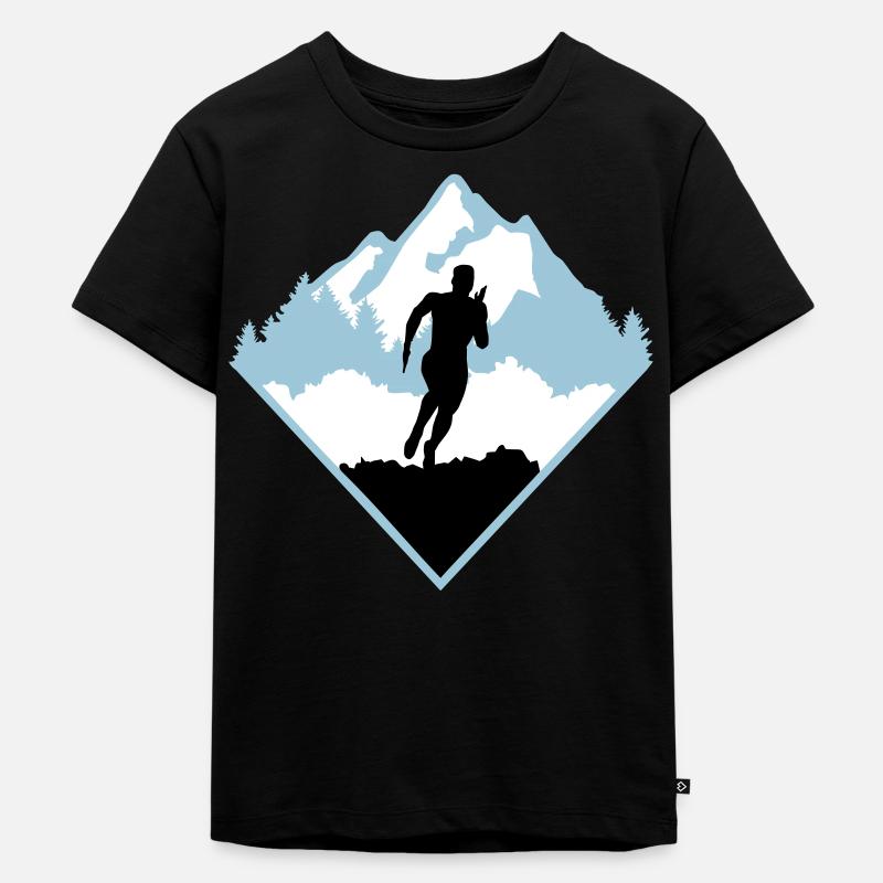 Course de trail, coureurs, course - T-shirt Premium bio Enfant - noir