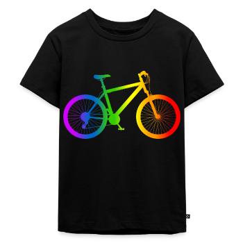 Mountainbike Fahrrad Regenbogen Mountain Bike - Kinder Premium Bio T-Shirt - Schwarz - Vorne - Mikhail (115cm)