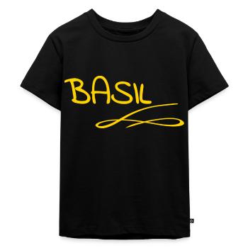Vorname Basil - Kinder Premium Bio T-Shirt - Schwarz - Vorne - Mikhail (115cm)