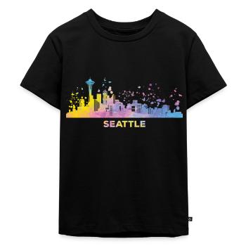Seattleite Skyline Seattle - Kids Premium Organic T-Shirt - black - Front - Mikhail (115cm)