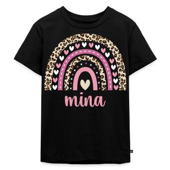 Mina Regenbogen Name Geburtstag Mina - Kinder Premium Bio T-Shirt - Schwarz - Vorne - Mikhail (115cm)