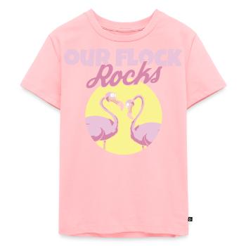 Our Flock Rocks Flamingo Family Summer Vacation - Kinder Premium Bio T-Shirt - Rosa - Vorne - AI Model Kid Female (0cm)