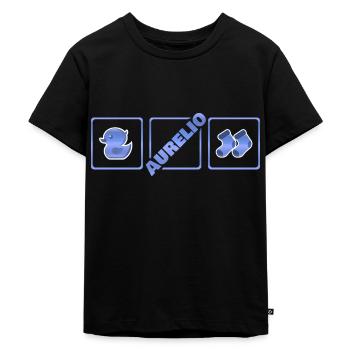 Geburt Aurelio - Kinder Premium Bio T-Shirt - Schwarz - Vorne - Mikhail (115cm)