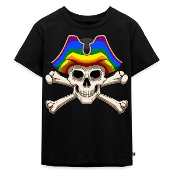 LGBTQ Jolly Rogers Schwuler Pirat - Kinder Premium Bio T-Shirt - Schwarz - Vorne - Mikhail (115cm)