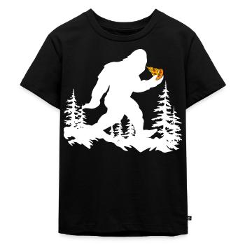 Pizza lieben auch Kreaturen - Kinder Premium Bio T-Shirt - Schwarz - Vorne - Mikhail (115cm)