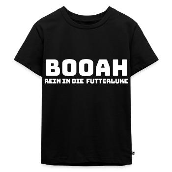 Rein in die Futterluke - Kinder Premium Bio T-Shirt - Schwarz - Vorne - Mikhail (115cm)