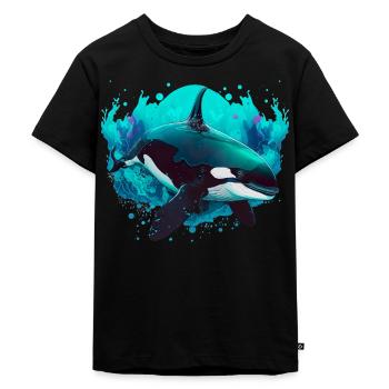 Orca Ozean Wal für einen Orca-Liebhaber und - Kinder Premium Bio T-Shirt - Schwarz - Vorne - Mikhail (115cm)
